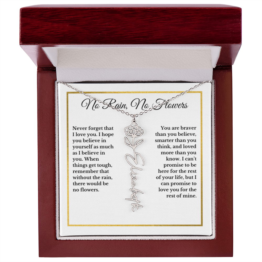 NOVEMBER Chrysanthemum Birthmonth Flower With Custom Name, Valentines Birthday Graduation Jewelry, For Her, Handwriting Necklace