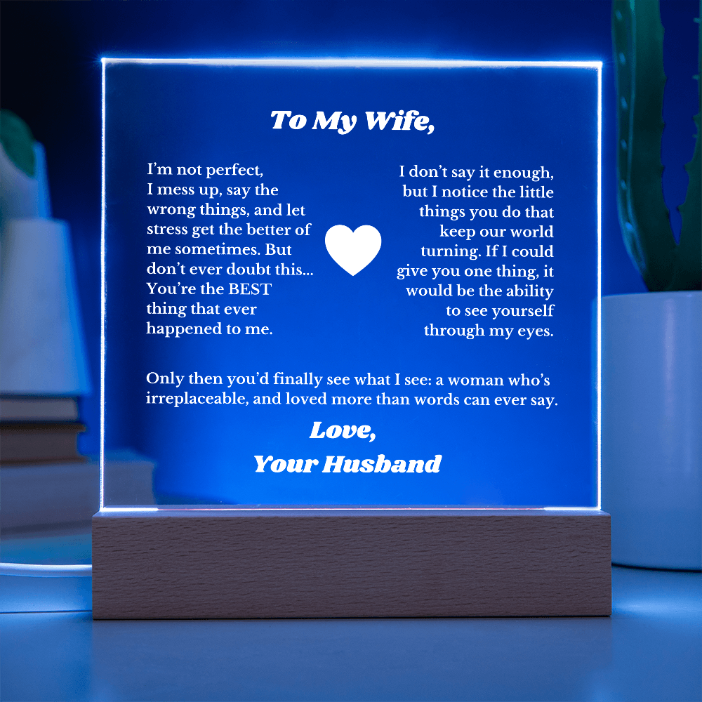 To My Wife From Husband Valentines Luxury Plaque Gift , for Wifey from Hubby, Anniversary Soulmate, Message Gift