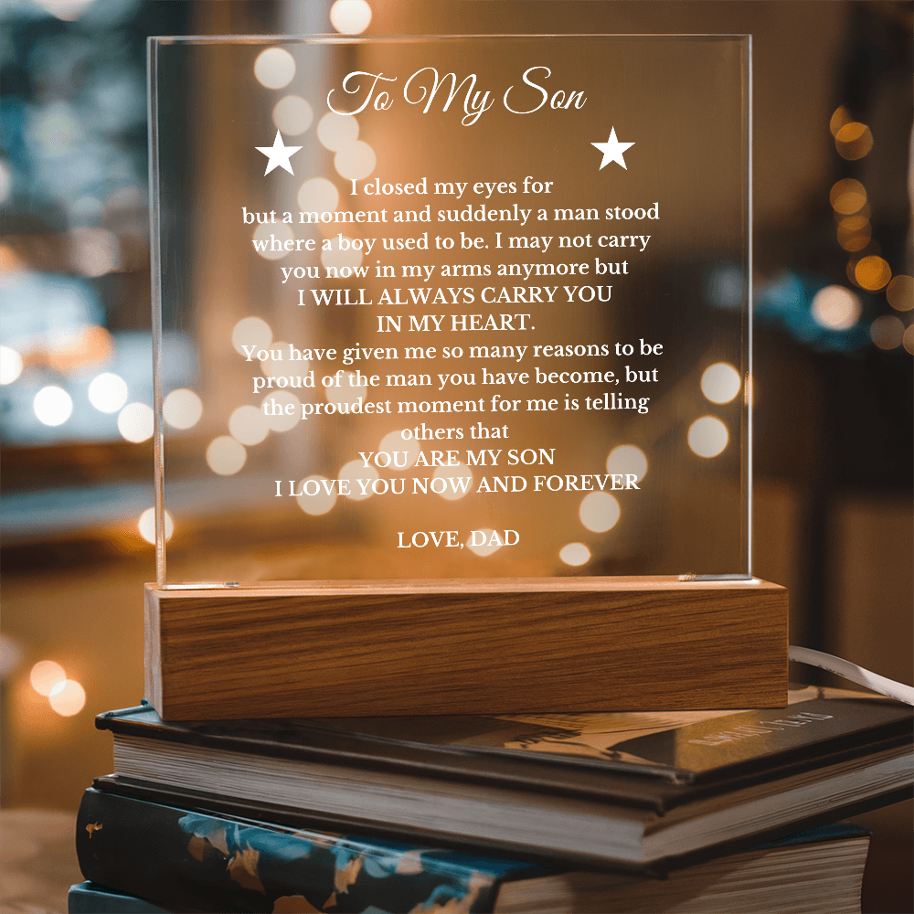 To My Son From Dad Luxury Plaque Gift , for Son from Father, Son's Birthday, His Graduation, Christmas Gift for Son, Message Gift