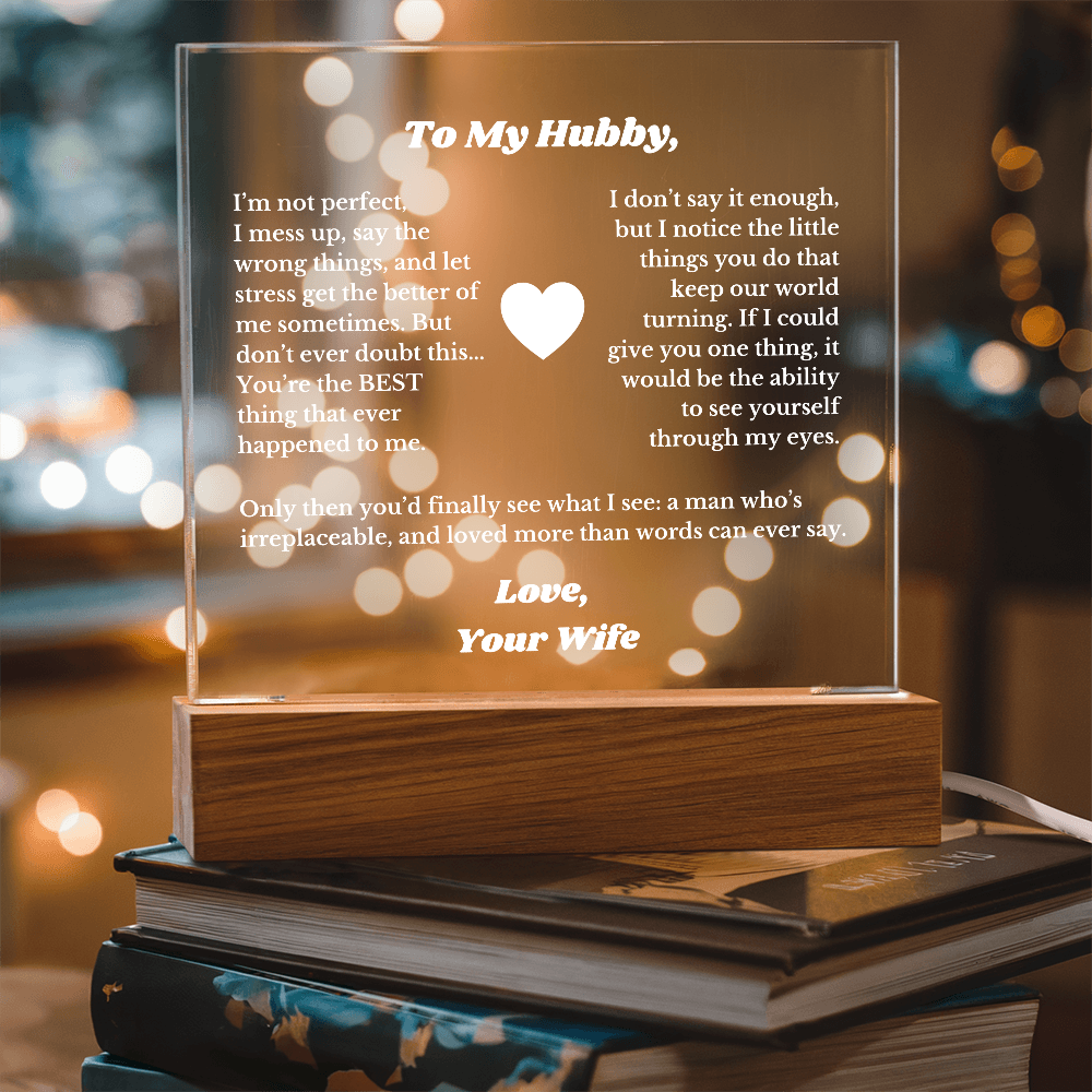 To My Hubby From Wife Luxury Plaque Gift , for Husband from Wife, Husband Valentines Day Gift, Message Gift