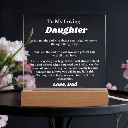 My Loving Daughter Engraved Acrylic Sign for daughter from father or mother, from mom or dad, Christmas Gift for Daughter