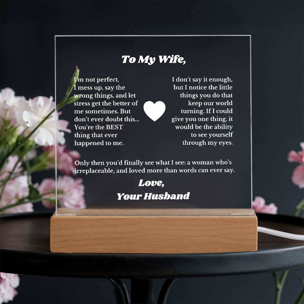 To My Wife From Husband Valentines Luxury Plaque Gift , for Wifey from Hubby, Anniversary Soulmate, Message Gift