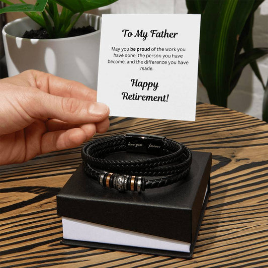 Father Retirement Message Card Gift, Dad Retirement Gift, Forever Love Bracelet Gift, Happy Retirement Gift