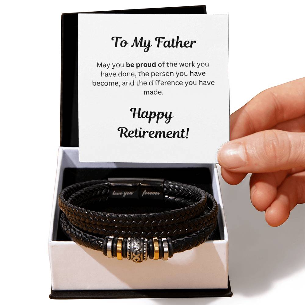 Father Retirement Message Card Gift, Dad Retirement Gift, Forever Love Bracelet Gift, Happy Retirement Gift