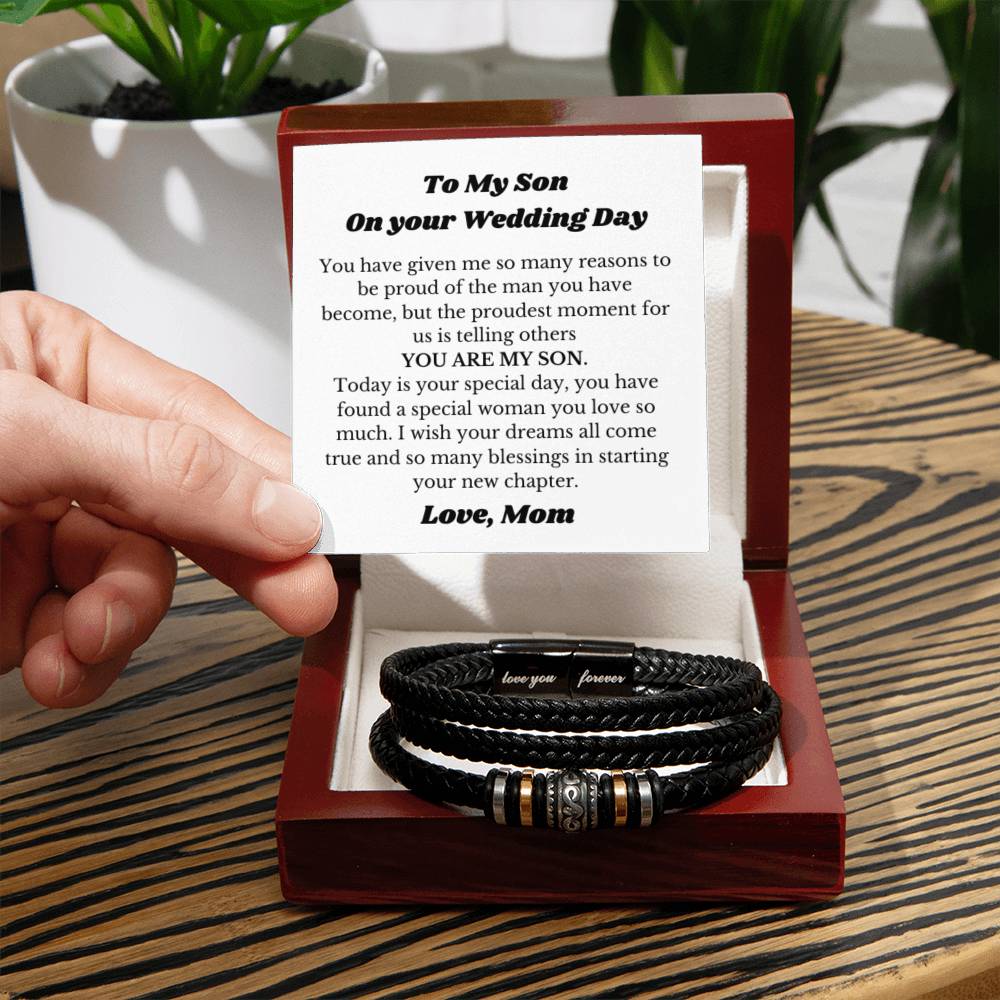 Bracelet for Son on Wedding Day, Wedding Gift for Son from Mom, Mother to Son Wedding Present, Meaningful Jewelry
