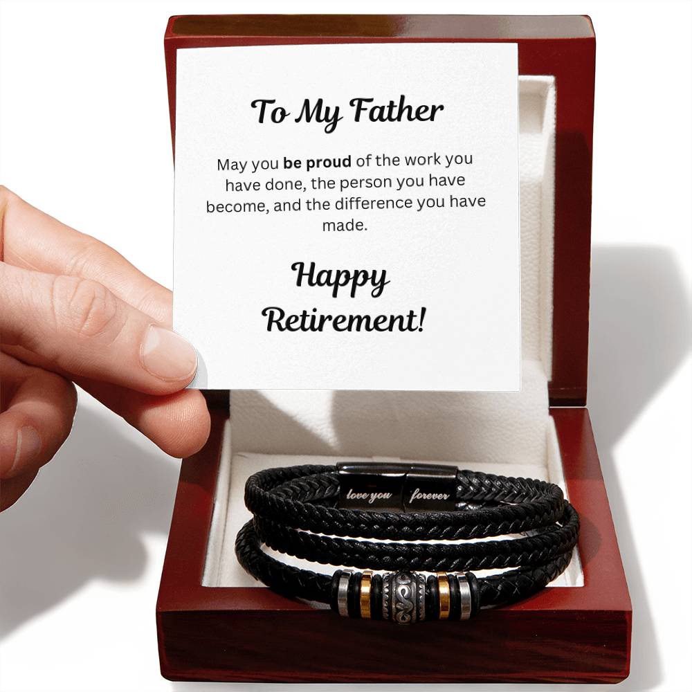 Father Retirement Message Card Gift, Dad Retirement Gift, Forever Love Bracelet Gift, Happy Retirement Gift