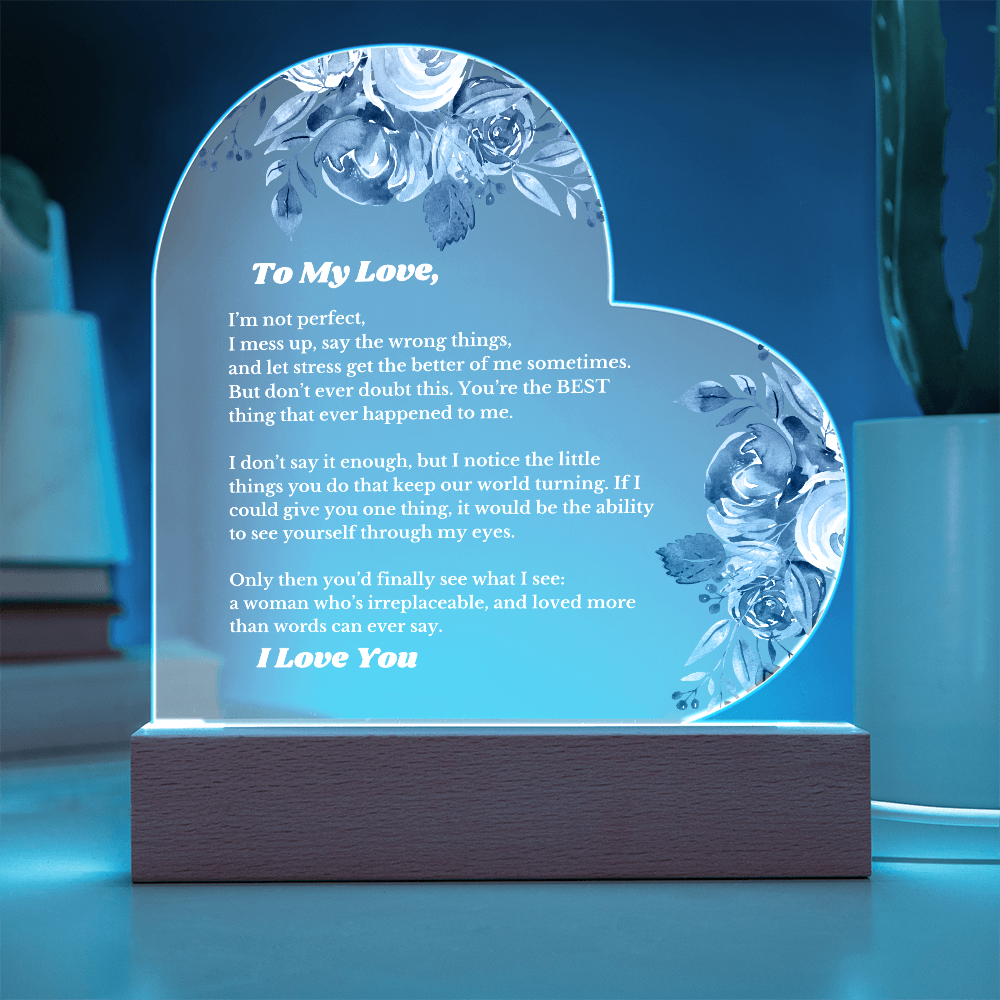 Gifts for Love, Led Light Up Heart Acrylic for Wife From Husband, Anniversary, Christmas Birthday for Her, To My Soulmate Gift, Wifey, Valentines
