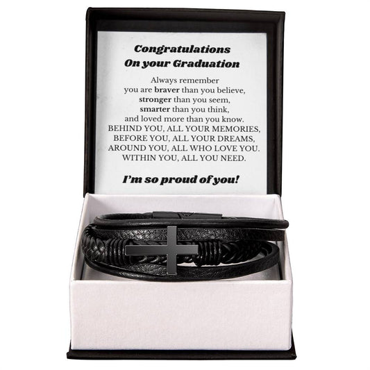 Graduate Cross Bracelet Gift for Boys, Graduation Gift for Him, Best Gift for College Graduation, Gift for New Graduate