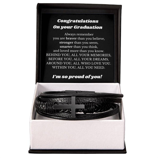 Graduate Cross Bracelet Gift for Boys, Graduation Gift for Him, Best Gift for College Graduation, Gift for New Graduate
