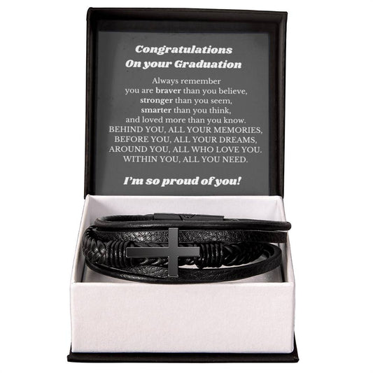 Graduate Cross Bracelet Gift for Boys, Graduation Gift for Him, Best Gift for College Graduation, Gift for New Graduate