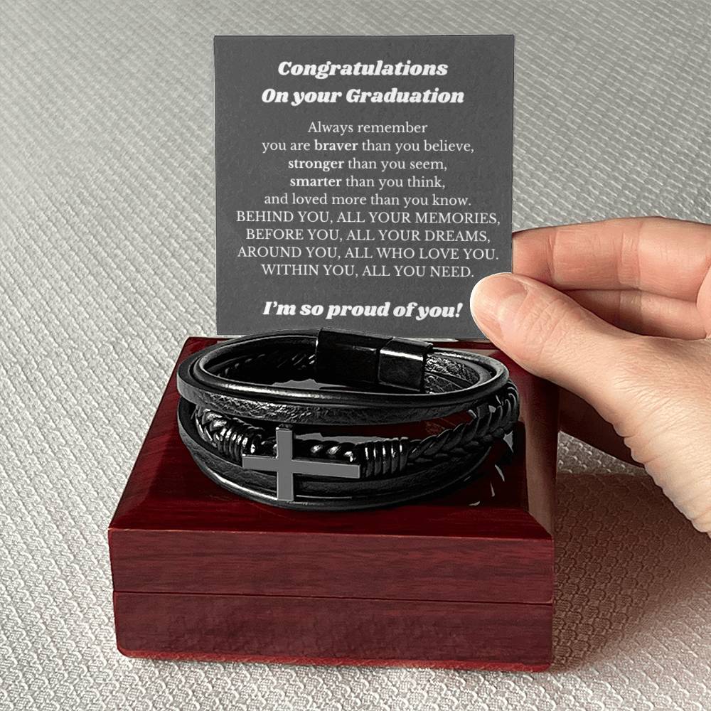 Graduate Cross Bracelet Gift for Boys, Graduation Gift for Him, Best Gift for College Graduation, Gift for New Graduate