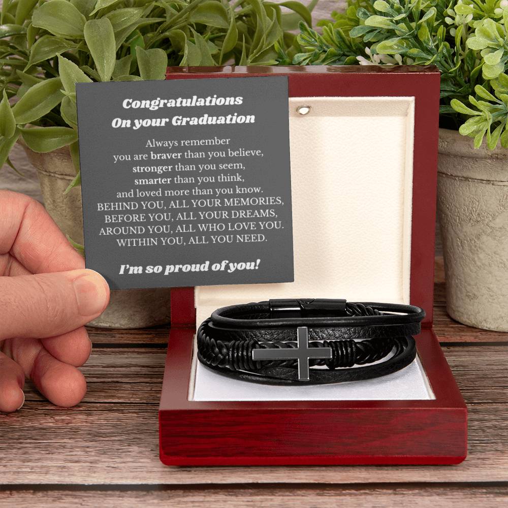 Graduate Cross Bracelet Gift for Boys, Graduation Gift for Him, Best Gift for College Graduation, Gift for New Graduate