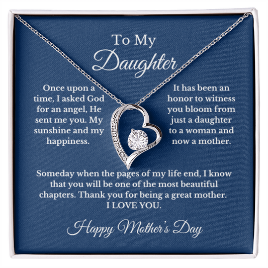 To My Daughter From Mom, Mother's Day Heart Necklace