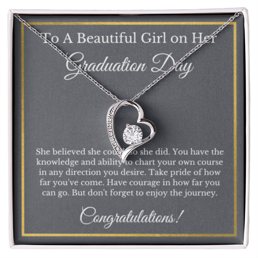 Heart Graduation Gift Necklace, Gold Diamond, Gifts for Her, High School, College