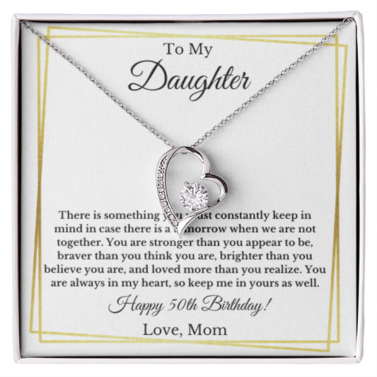 Daughter's 50th Birthday Heart Necklace Gift From Mom
