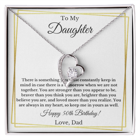 To My Daughter Happy 50th Birthday From Dad Forever Love Heart Necklace