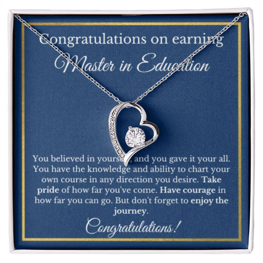 Master in Education Graduation Gifts, Future Teacher Gifts, Masters of Education Gold Diamond Necklace