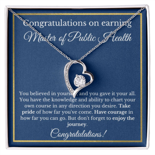 Masters of Science in Public Health Degree Graduation Gifts, Healthcare Gifts, Masters of Public Health Gold Diamond Necklace
