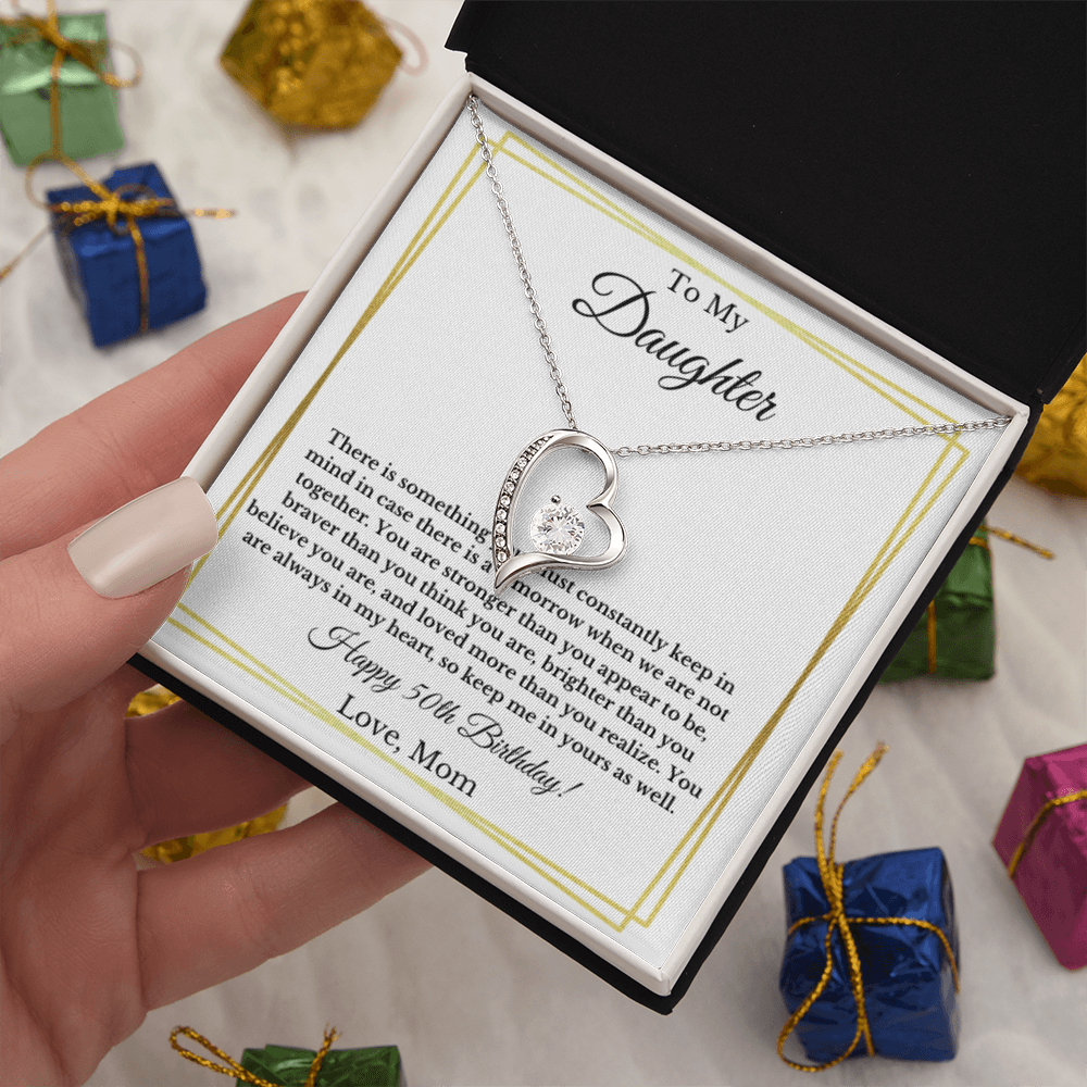 Daughter's 50th Birthday Heart Necklace Gift From Mom