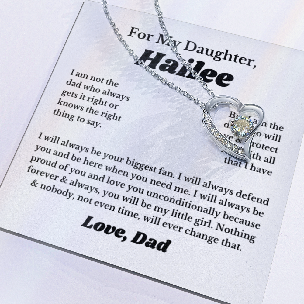 [Custom] For My Daughter Heart Necklace Gift From Dad, Daughter Gift, Father Daughter Necklace