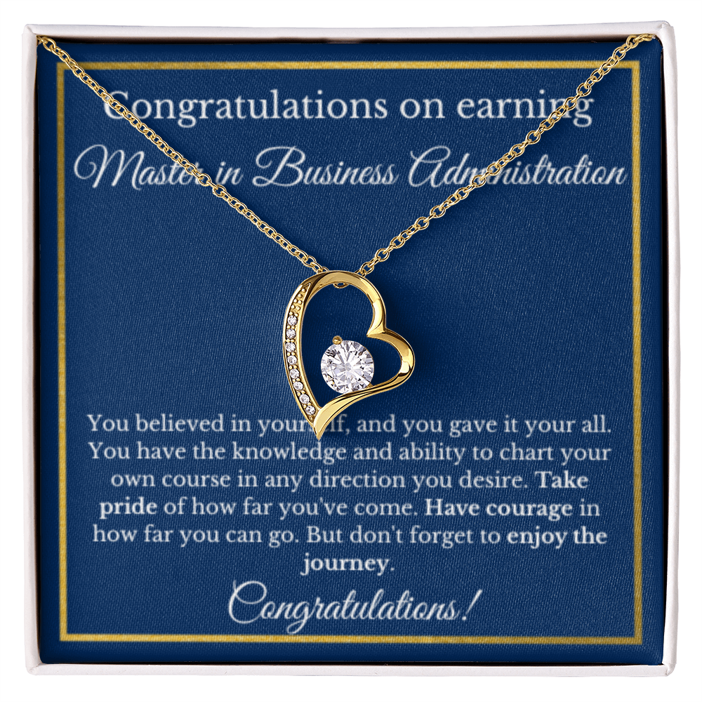 MS in Business Degree, Graduation Gifts, Business School Heart Necklace Jewelry