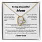 To My Beautiful Mom Heart Necklace Gift For Mothers Day, Valentines, Message Card