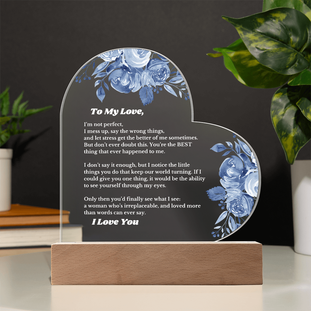 Gifts for Love, Led Light Up Heart Acrylic for Wife From Husband, Anniversary, Christmas Birthday for Her, To My Soulmate Gift, Wifey, Valentines