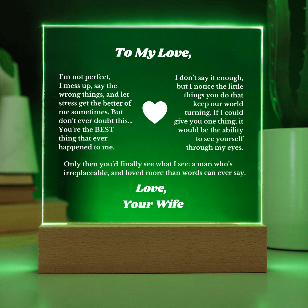 To My Love From Wife Luxury Plaque Gift , for Husband from Wife, Husband Valentines Day Gift, Message Gift