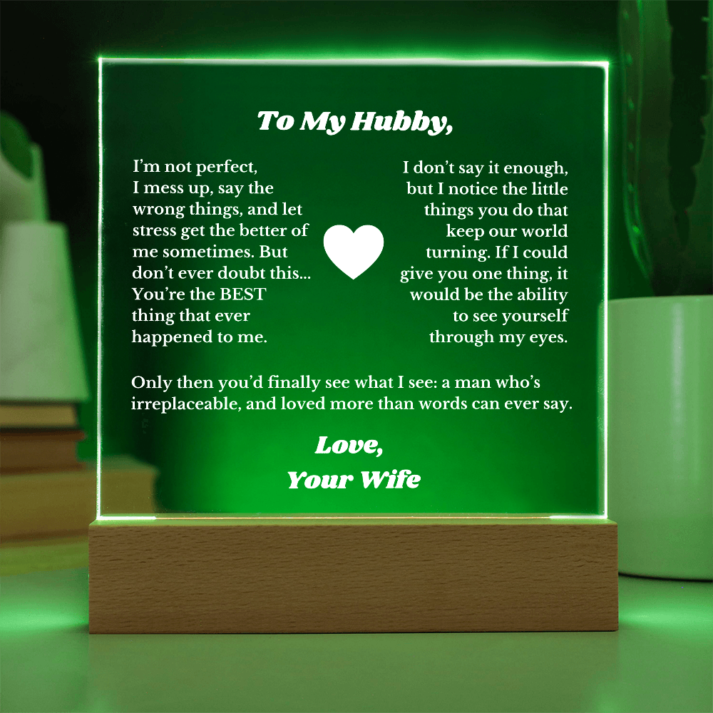 To My Hubby From Wife Luxury Plaque Gift , for Husband from Wife, Husband Valentines Day Gift, Message Gift