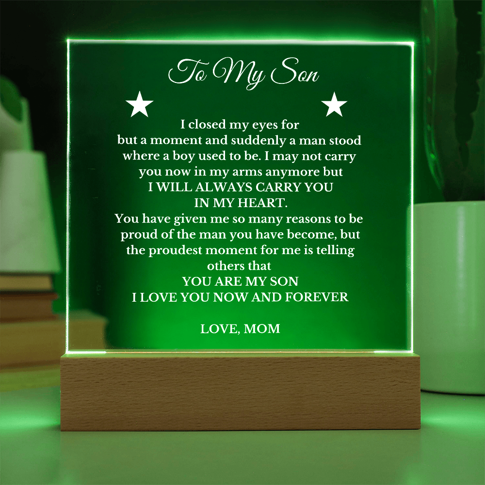 To My Son From Mom Luxury Plaque Gift , for Son from Mother, Son's Birthday, His Graduation, Christmas Gift for Son, Message Gift