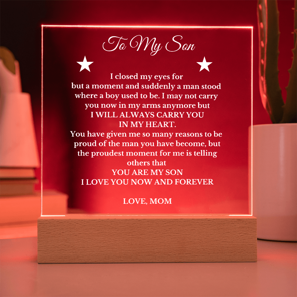 To My Son From Mom Luxury Plaque Gift , for Son from Mother, Son's Birthday, His Graduation, Christmas Gift for Son, Message Gift
