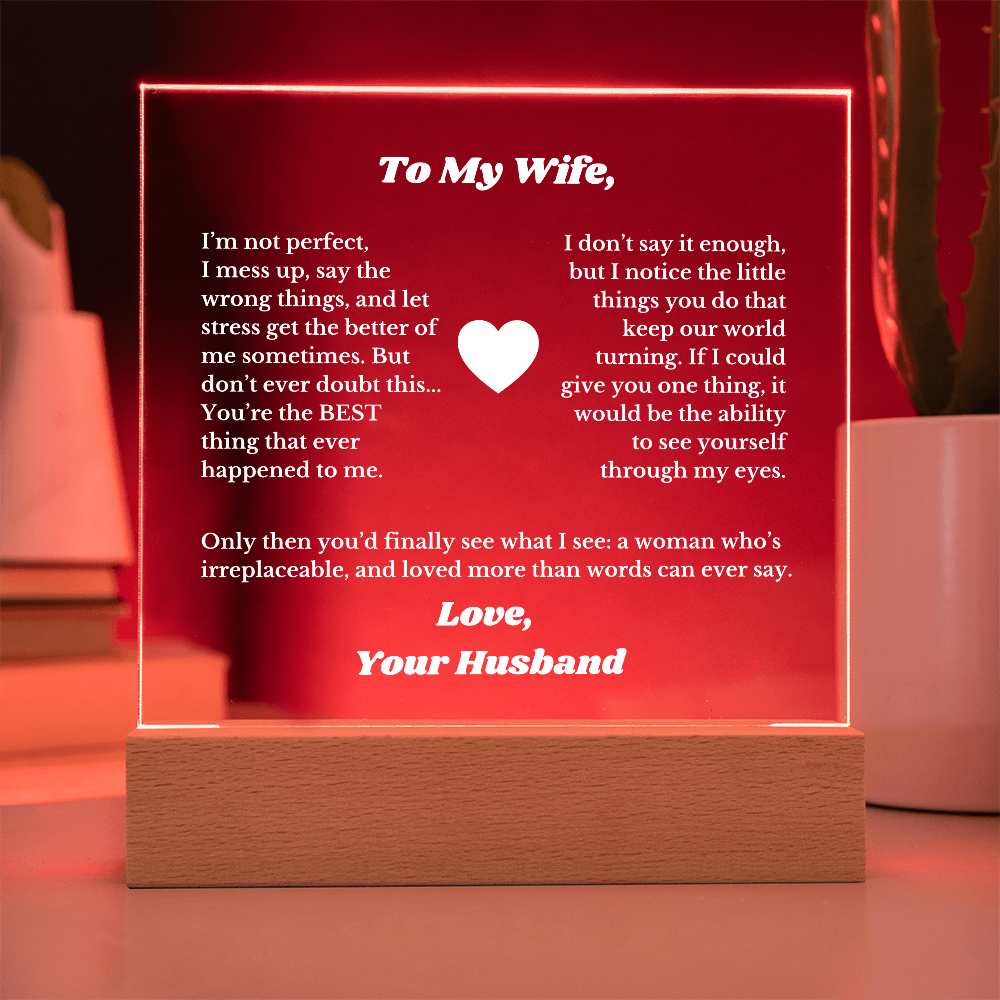 To My Wife From Husband Valentines Luxury Plaque Gift , for Wifey from Hubby, Anniversary Soulmate, Message Gift