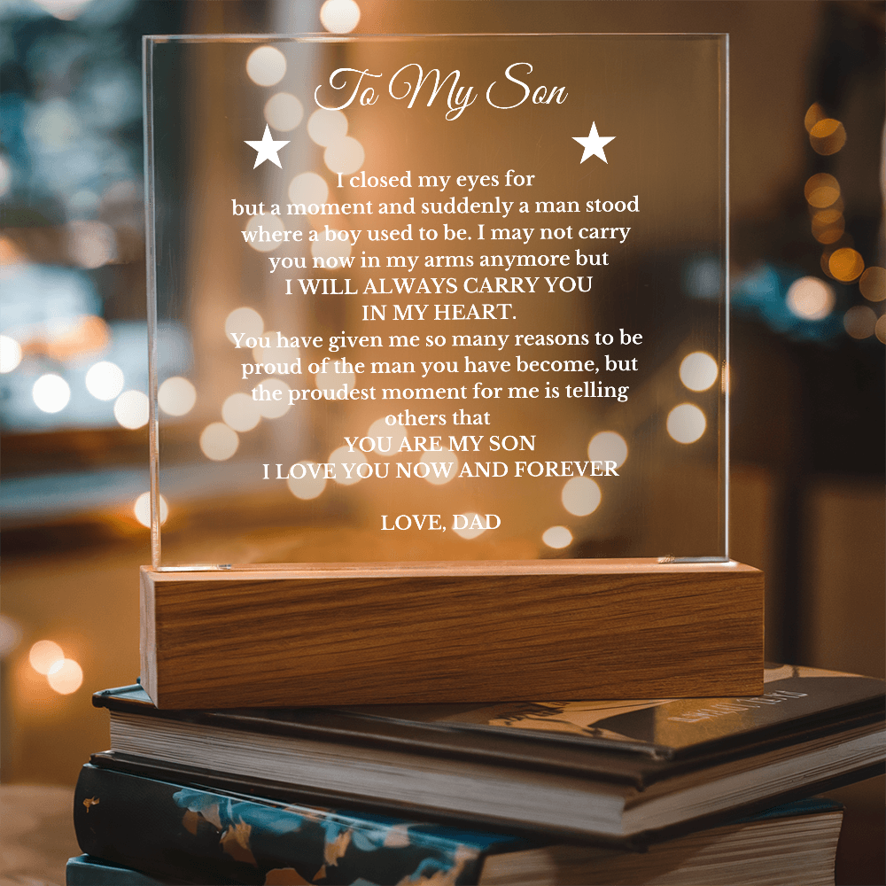To My Son From Dad Luxury Plaque Gift , for Son from Father, Son's Birthday, His Graduation, Christmas Gift for Son, Message Gift