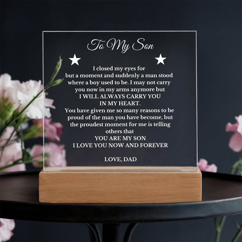 To My Son From Dad Luxury Plaque Gift , for Son from Father, Son's Birthday, His Graduation, Christmas Gift for Son, Message Gift