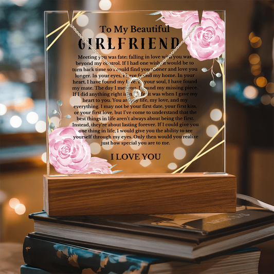 To My Beautiful Girlfriend Acrylic Plaque Necklace, Wife Birthday Gift, Valentines Gift for Soulmate, Anniversary Gift for Her, Future Wife, Girlfriend