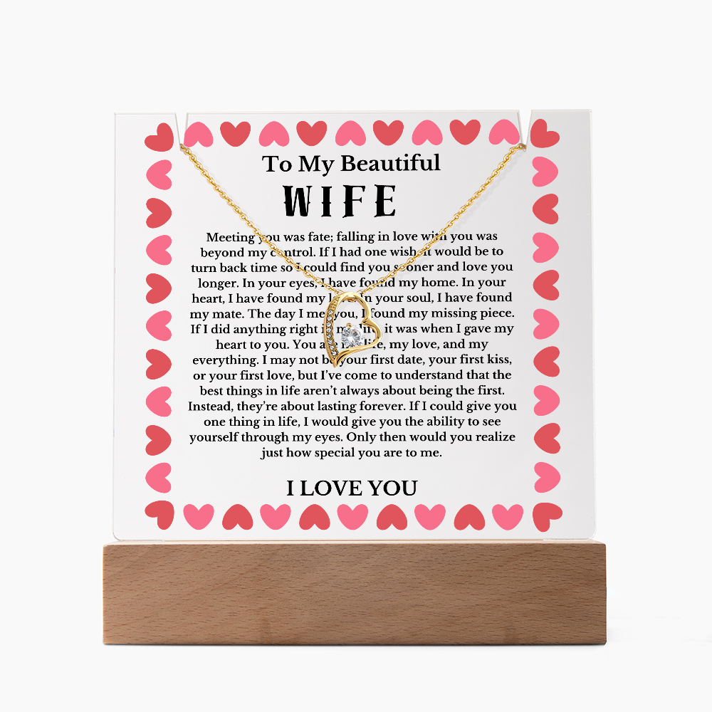 To My Beautiful Wife Acrylic Plaque Necklace, Wife Birthday Gift, Valentines Gift for Soulmate, Anniversary Gift for Her, Future Wife, Girlfriend