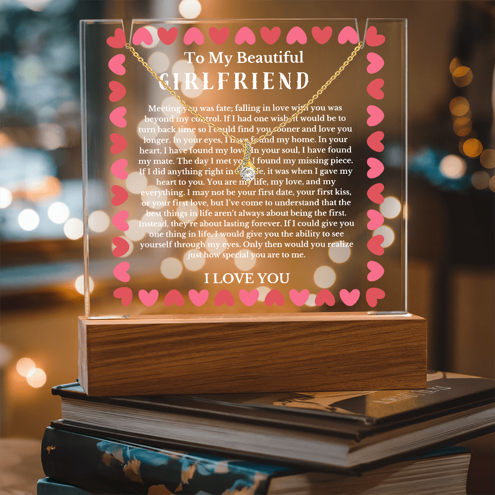 To My Beautiful Girlfriend Acrylic Plaque Ribbon Necklace, Wife Birthday Gift, Valentines Gift for Soulmate, Anniversary Gift for Her, Future Wife, Girlfriend
