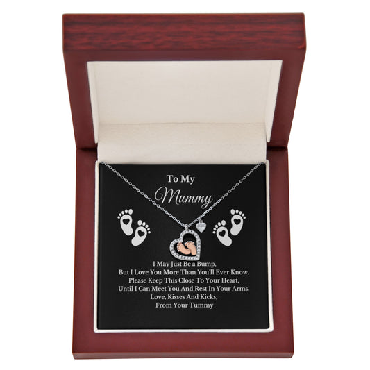 Baby Bump Necklace for Mum, Gold Silver Pendant with Message Card, Gift for Mummy