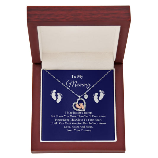 Baby Bump Necklace for Mom, Gold Silver Pendant with Message Card, Gift for Mommy