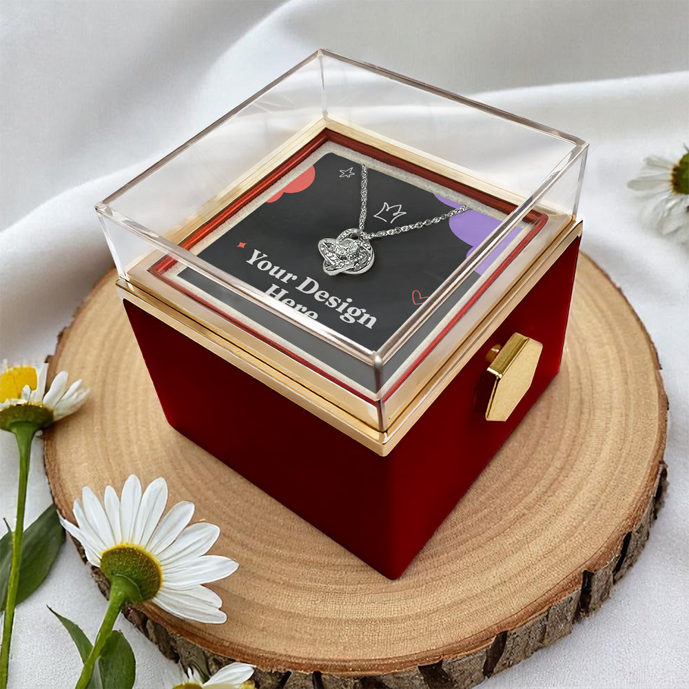 Luxury Rotating Rose Gift Box with Necklace and Message, Gifts for Love, Necklace for Wife From Husband, Valentines Day, Surprise