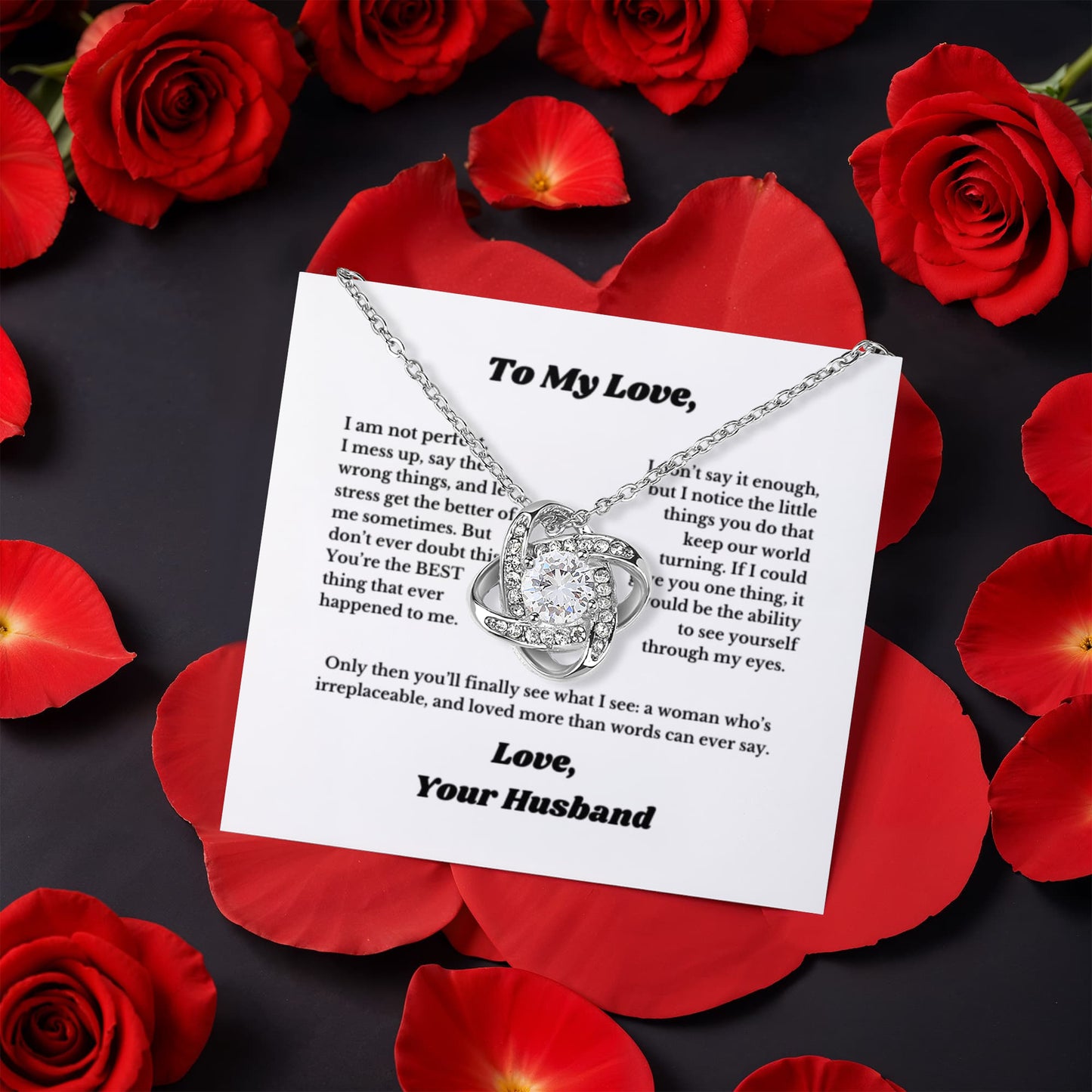 Luxury Rotating Rose Gift Box with Necklace and Message, Gifts for Love, Necklace for Wife From Husband, Valentines Day, Surprise