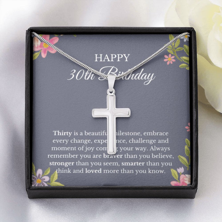 30th Birthday Necklace, Birthday Cross Necklace, Birthday Gifts For Woman, Birthday Card, Pendant Necklace