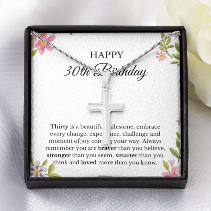 30th Birthday Necklace, Birthday Cross Necklace, Birthday Gifts For Woman, Birthday Card, Pendant Necklace