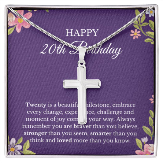 20th Birthday Necklace, Birthday Cross Necklace, Birthday Gifts For Woman, Birthday Card, Pendant Necklace