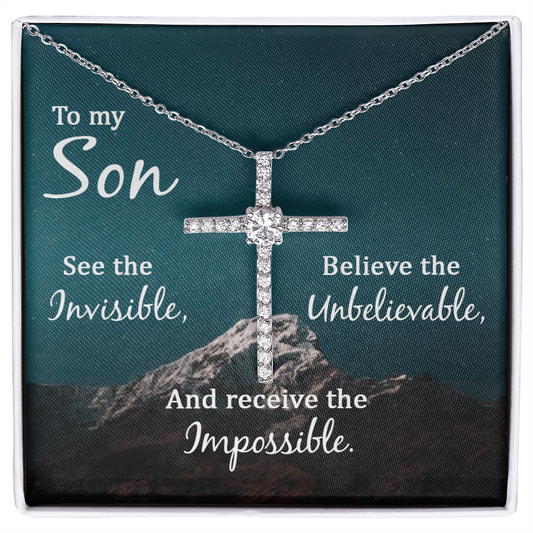 Son Faith Cross Necklace, Scripture Encouragement Jewelry Gift, Motivation