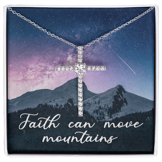 Faith can move mountains Cross Necklace, Scripture Encouragement Jewelry Gift