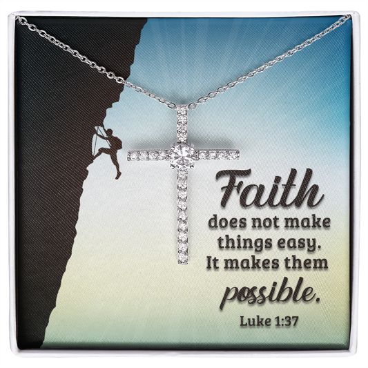 Faith can move mountains Cross Necklace, Scripture Encouragement Jewelry Gift