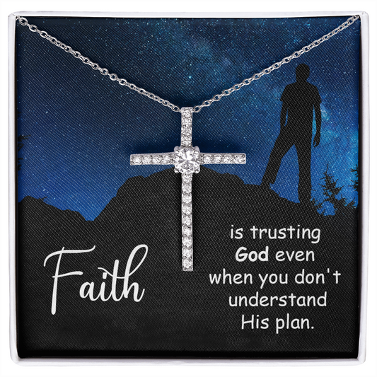 Faith Cross Necklace, Scripture Encouragement Jewelry Gift