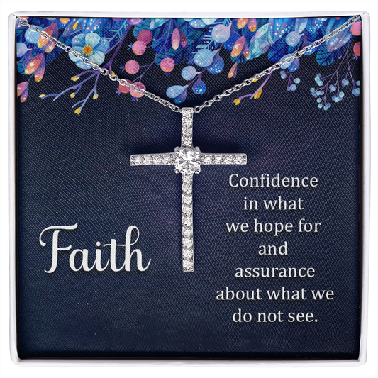 Faith Cross Necklace, Scripture Encouragement Jewelry Gift