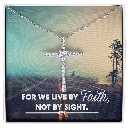 Faith Cross Necklace, Scripture Encouragement Jewelry Gift